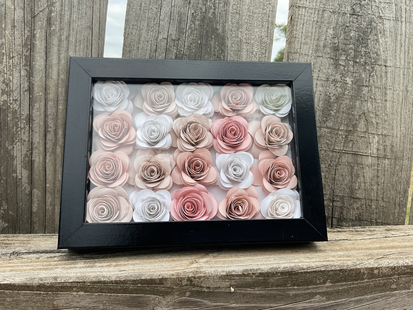 Pink ombré shadow box (Black frame)