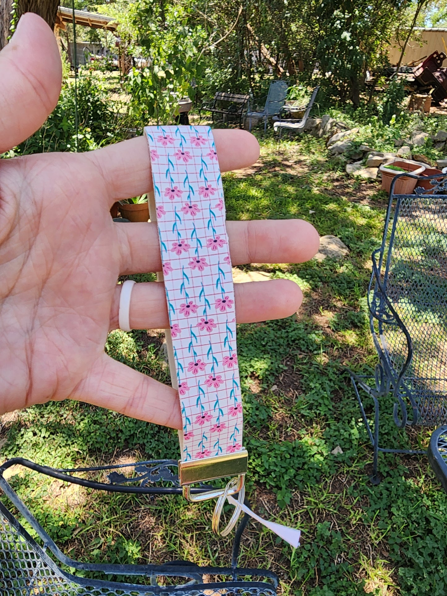 Pink Flower Wristlet