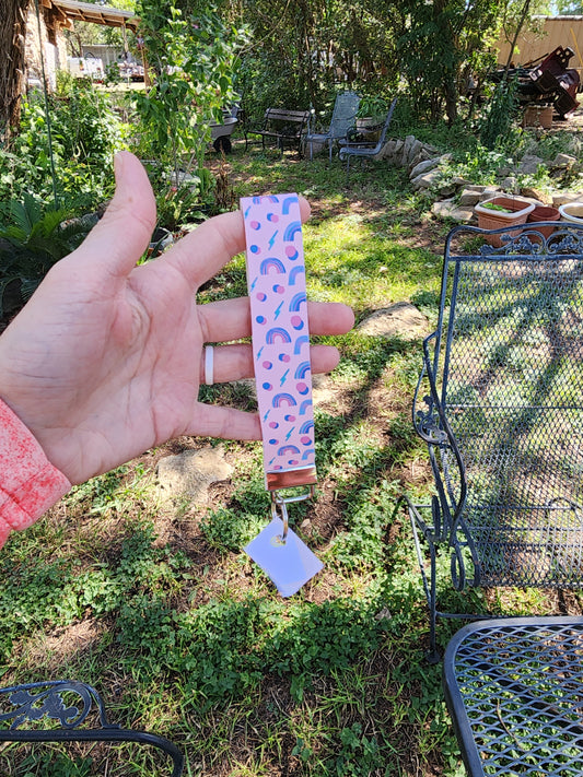 Pink Rainbow Wristlet