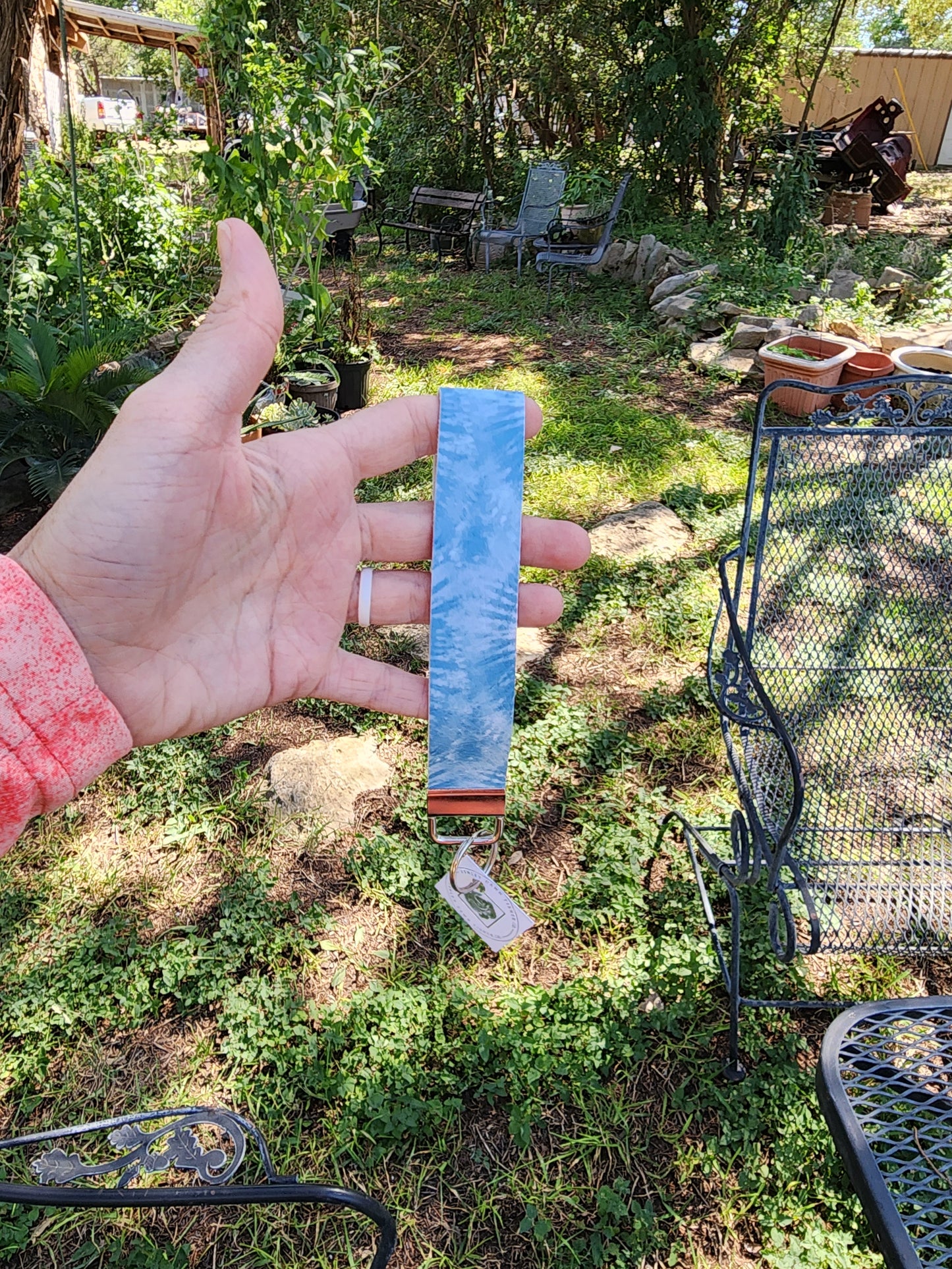 Blue tye dye wristlet