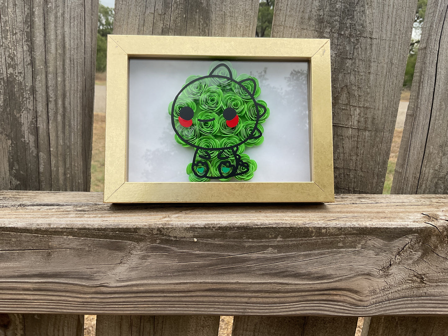 Bright green Dino shadow box