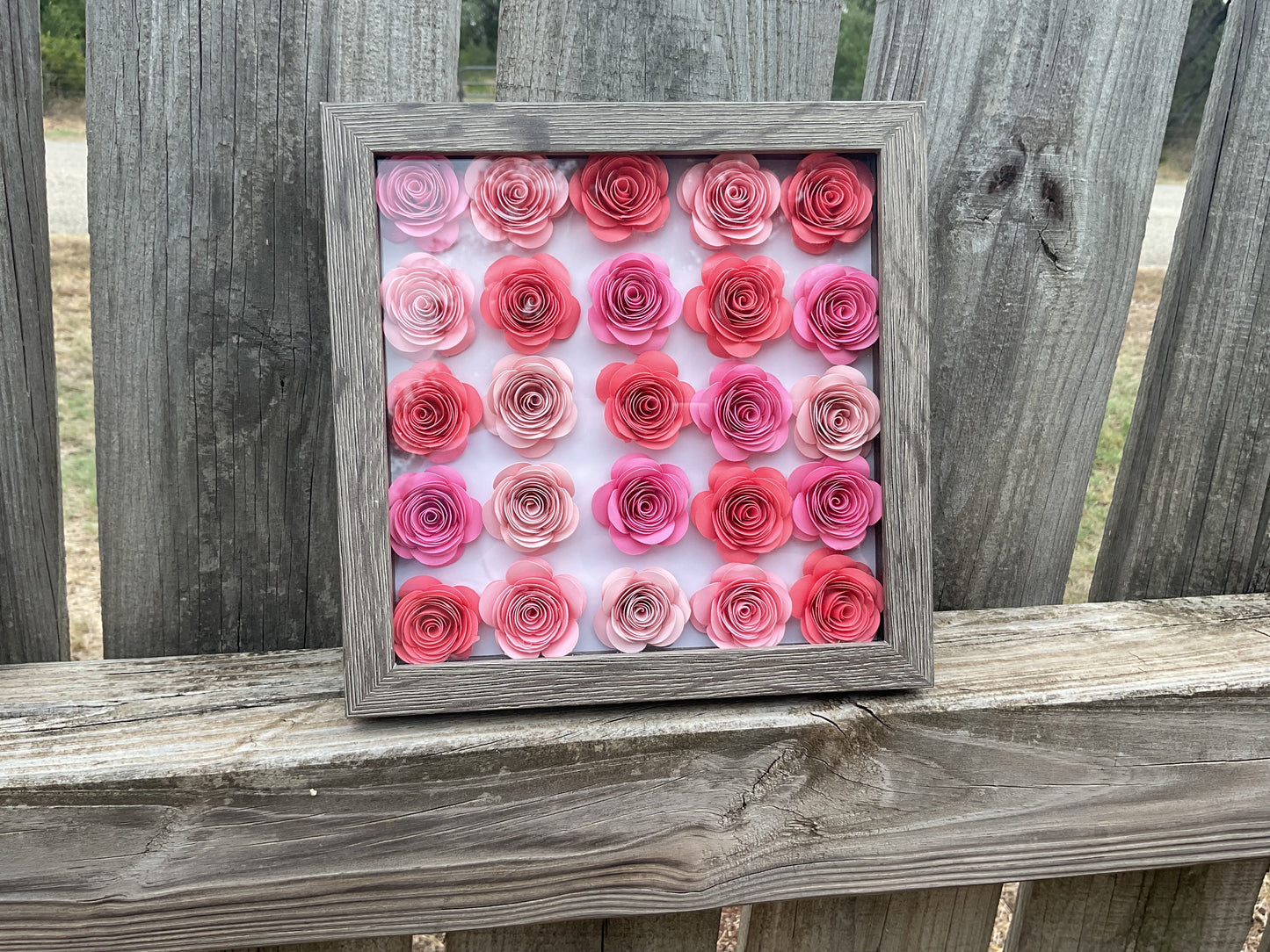 Pink ombré shadow box