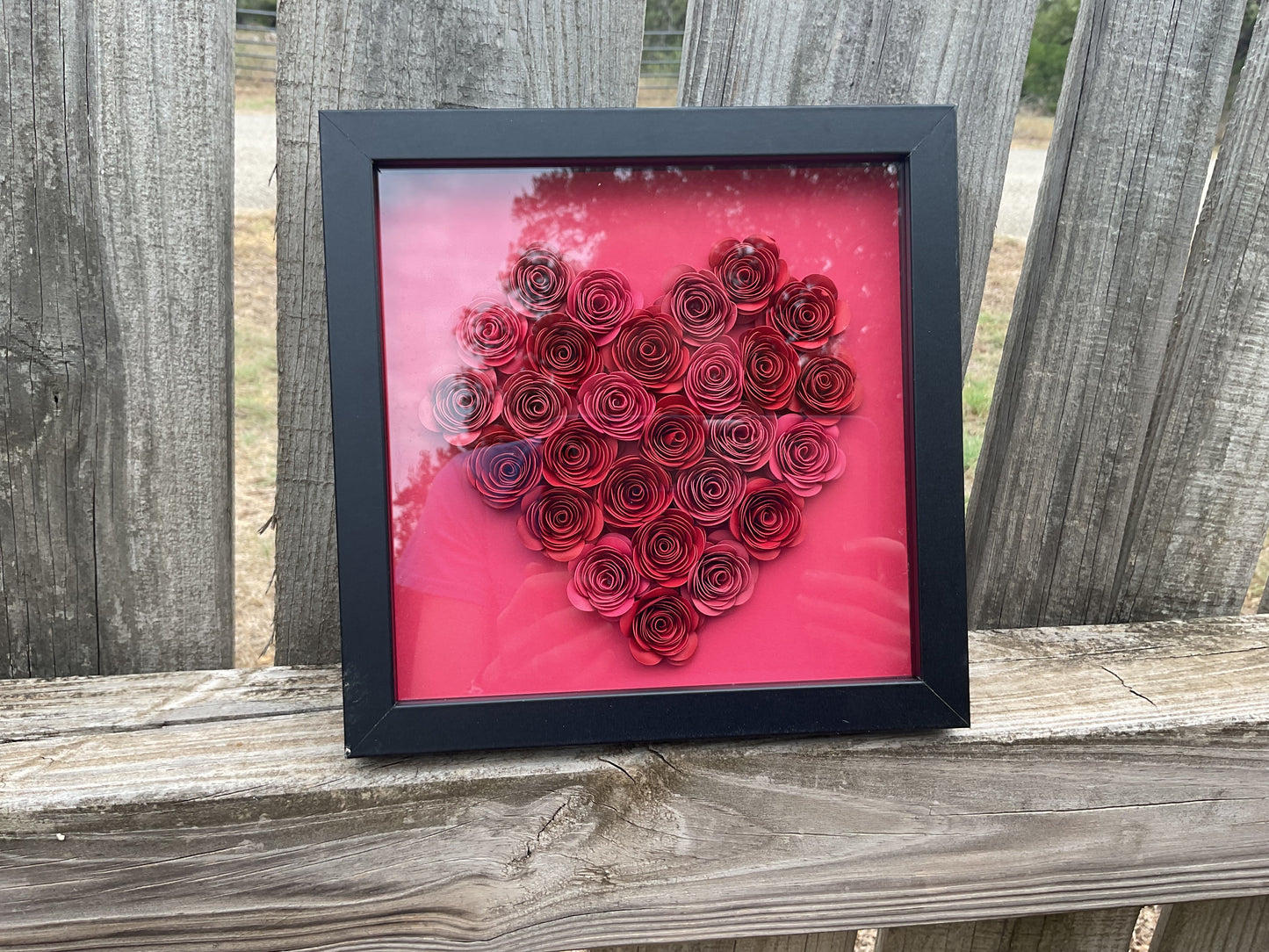 Red  ombré heart shadow box