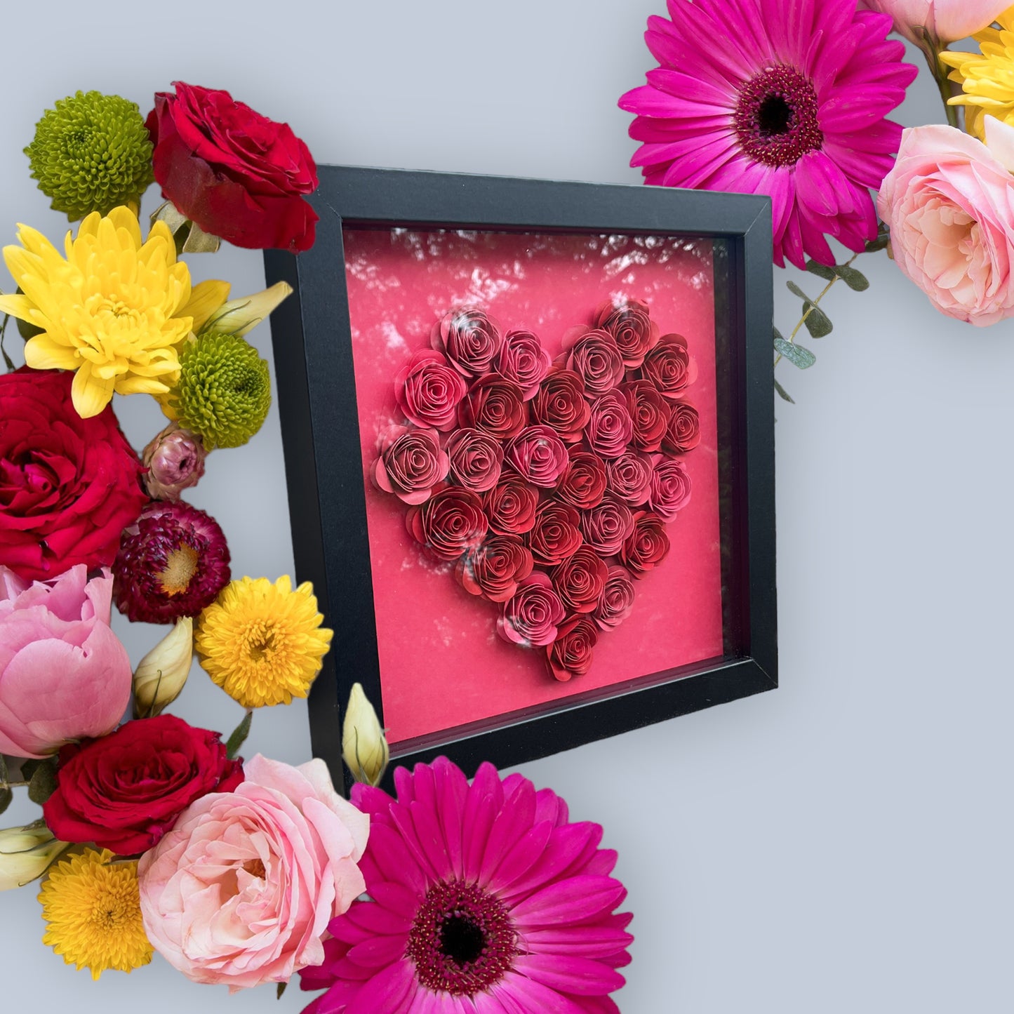 Red  ombré heart shadow box