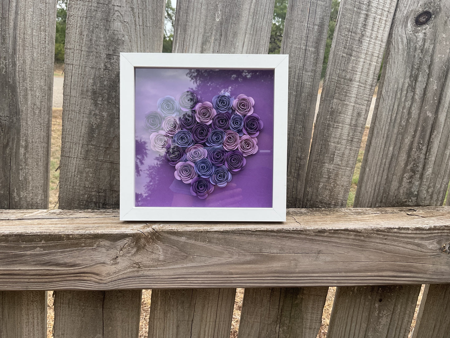 Purple ombré heart shadow box