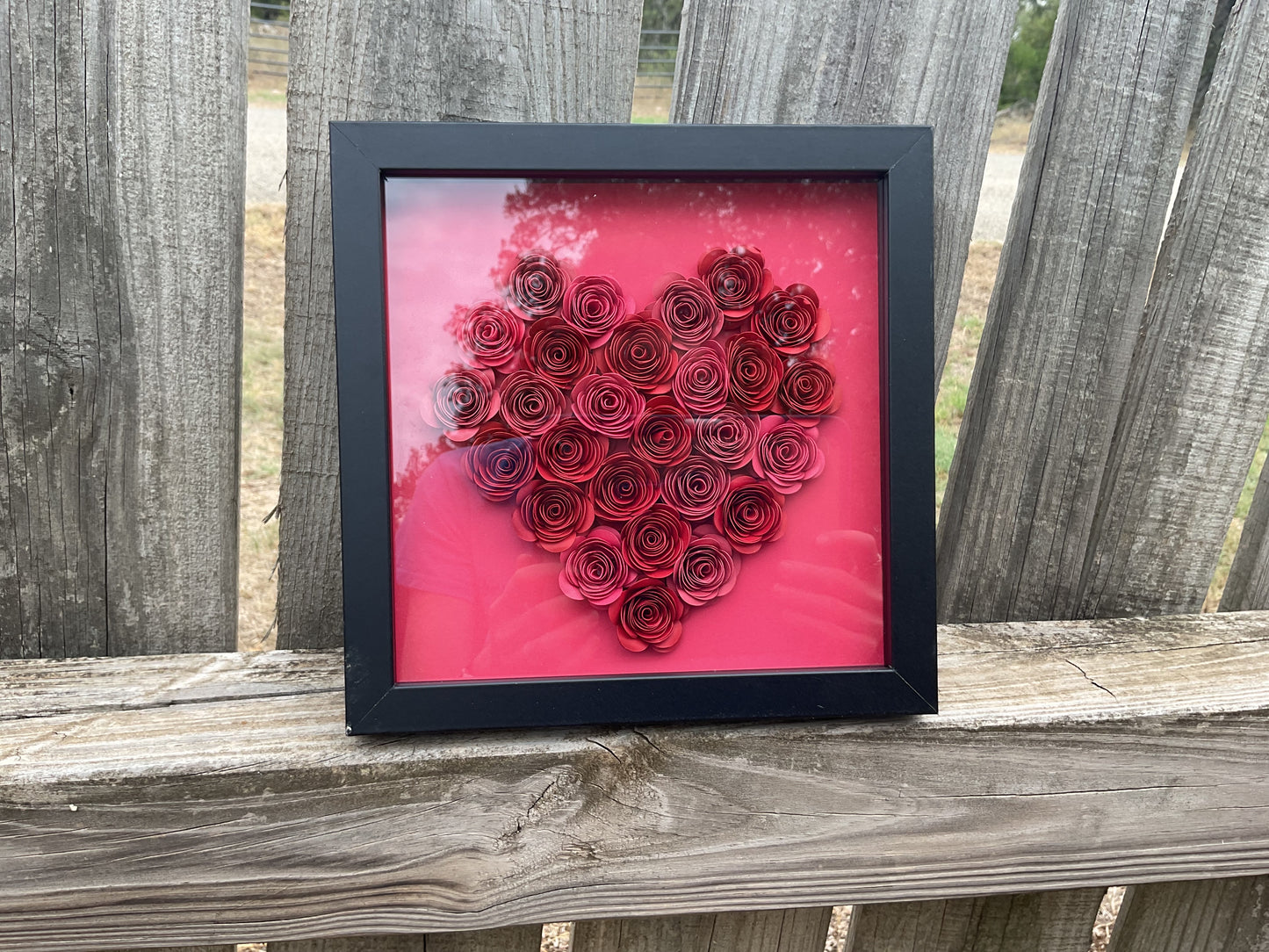 Red  ombré heart shadow box