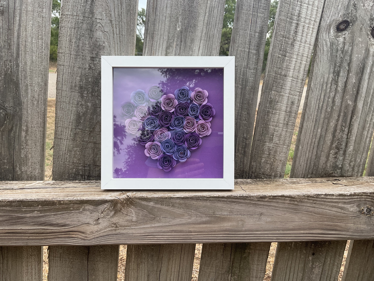 Purple ombré heart shadow box