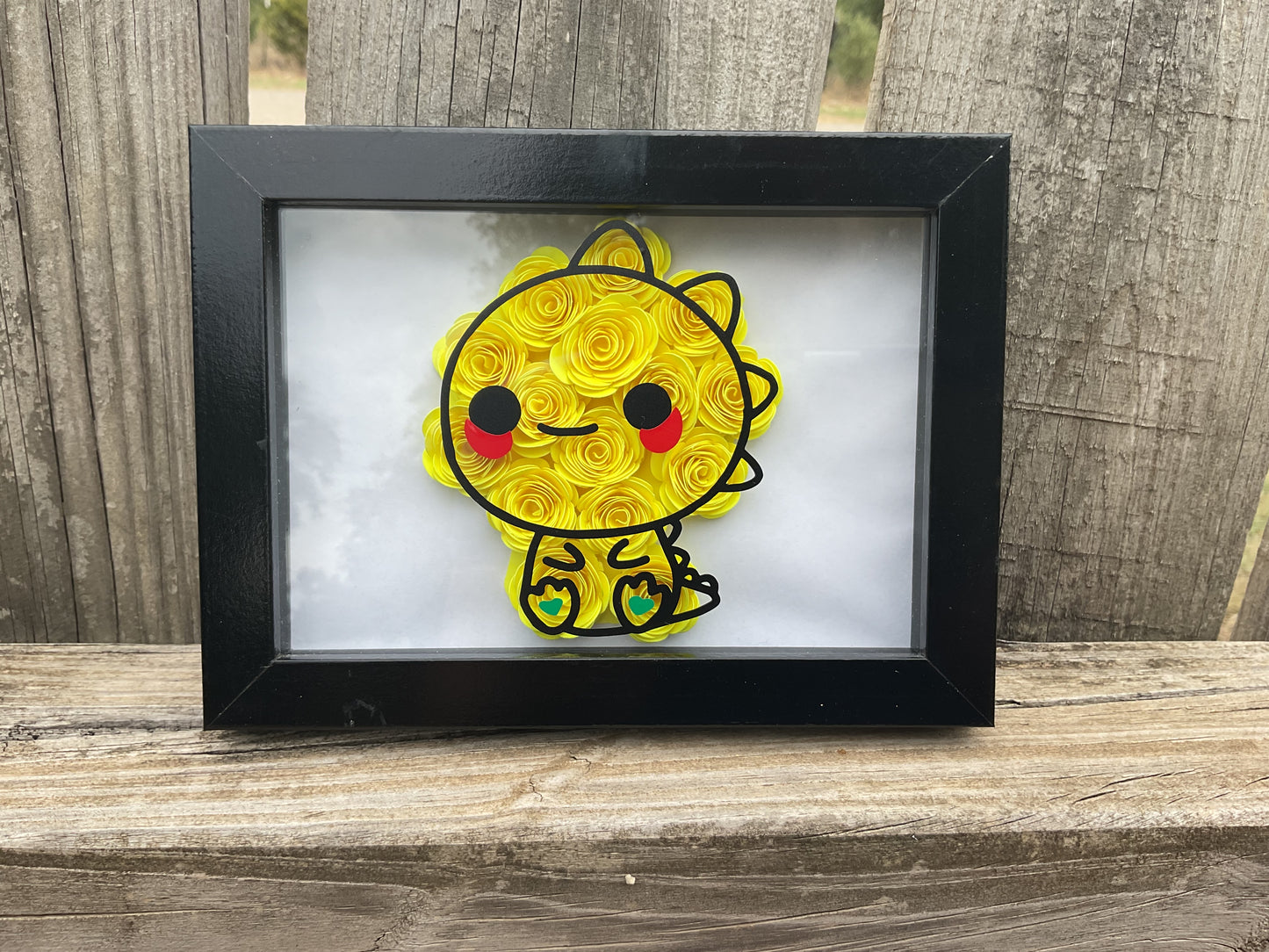 Yellow Dino shadow box