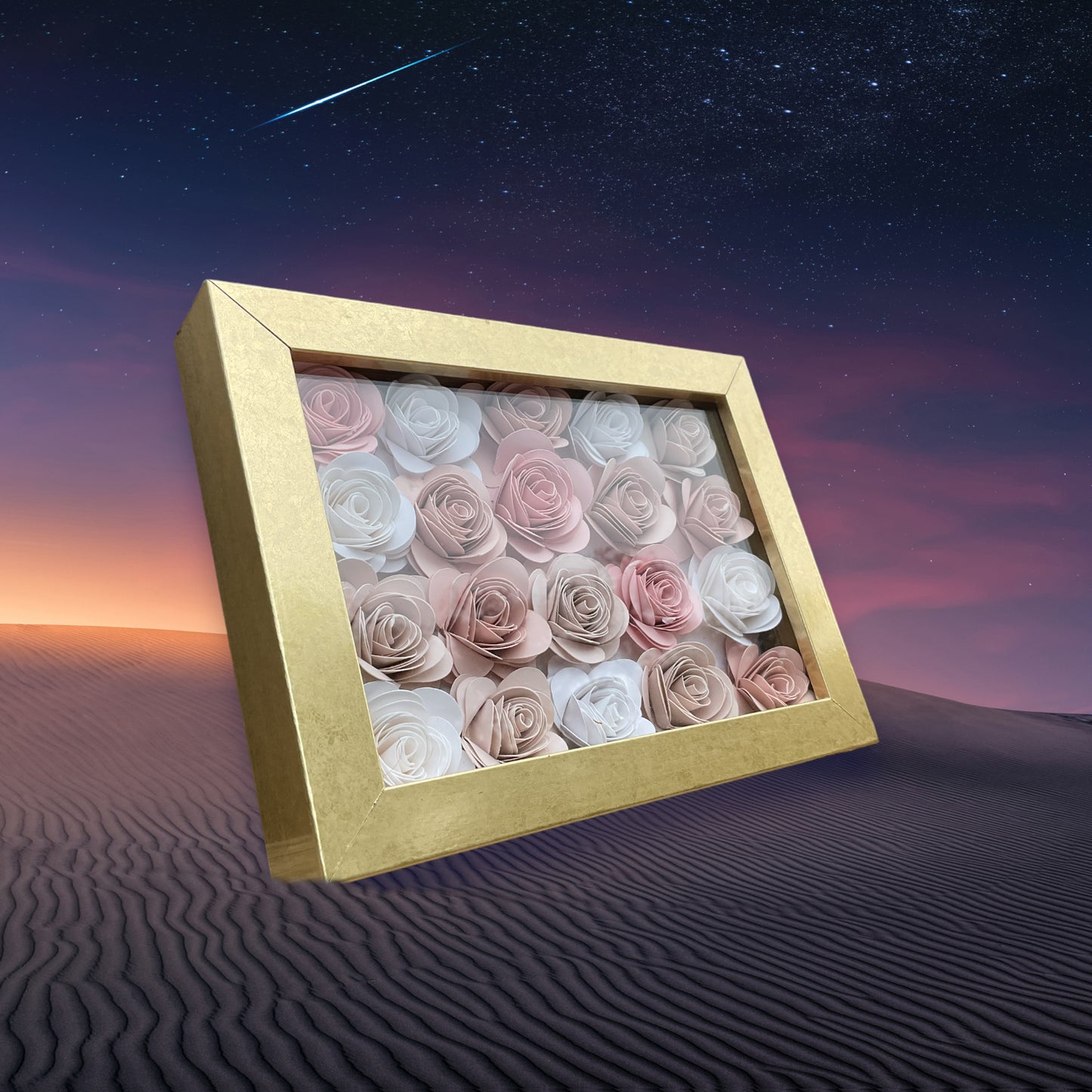 Pink ombré shadow box (gold frame)