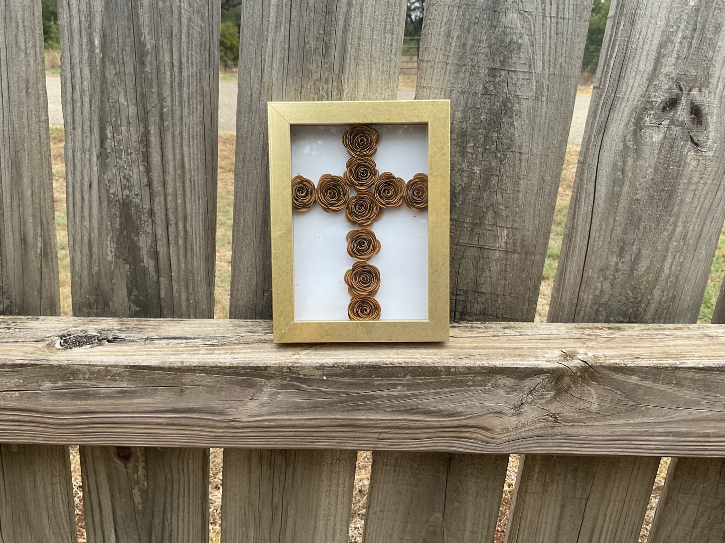 Gold frame cross shadow box