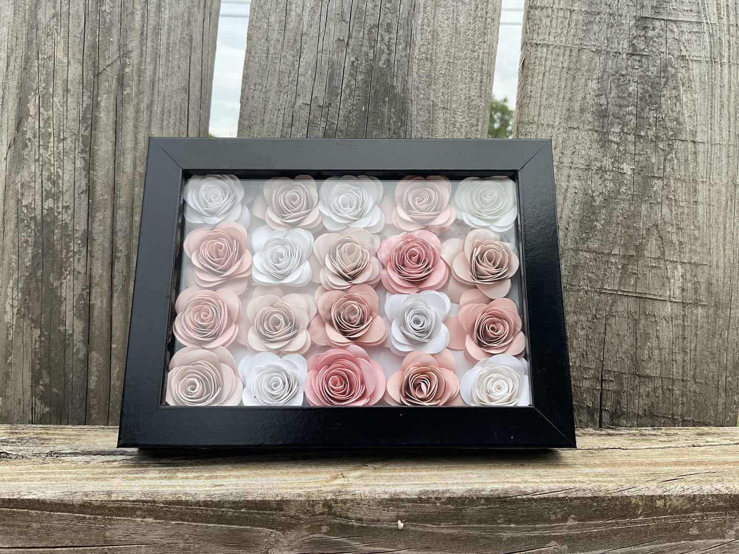 Pink ombré shadow box (Black frame)