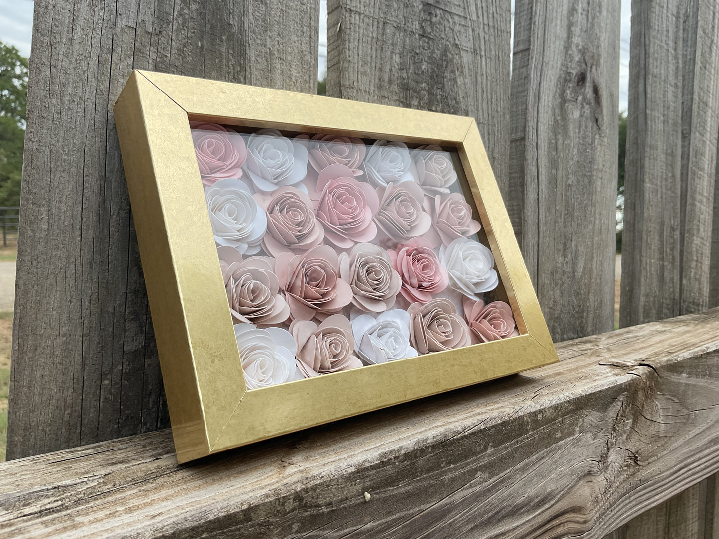 Pink ombré shadow box (gold frame)