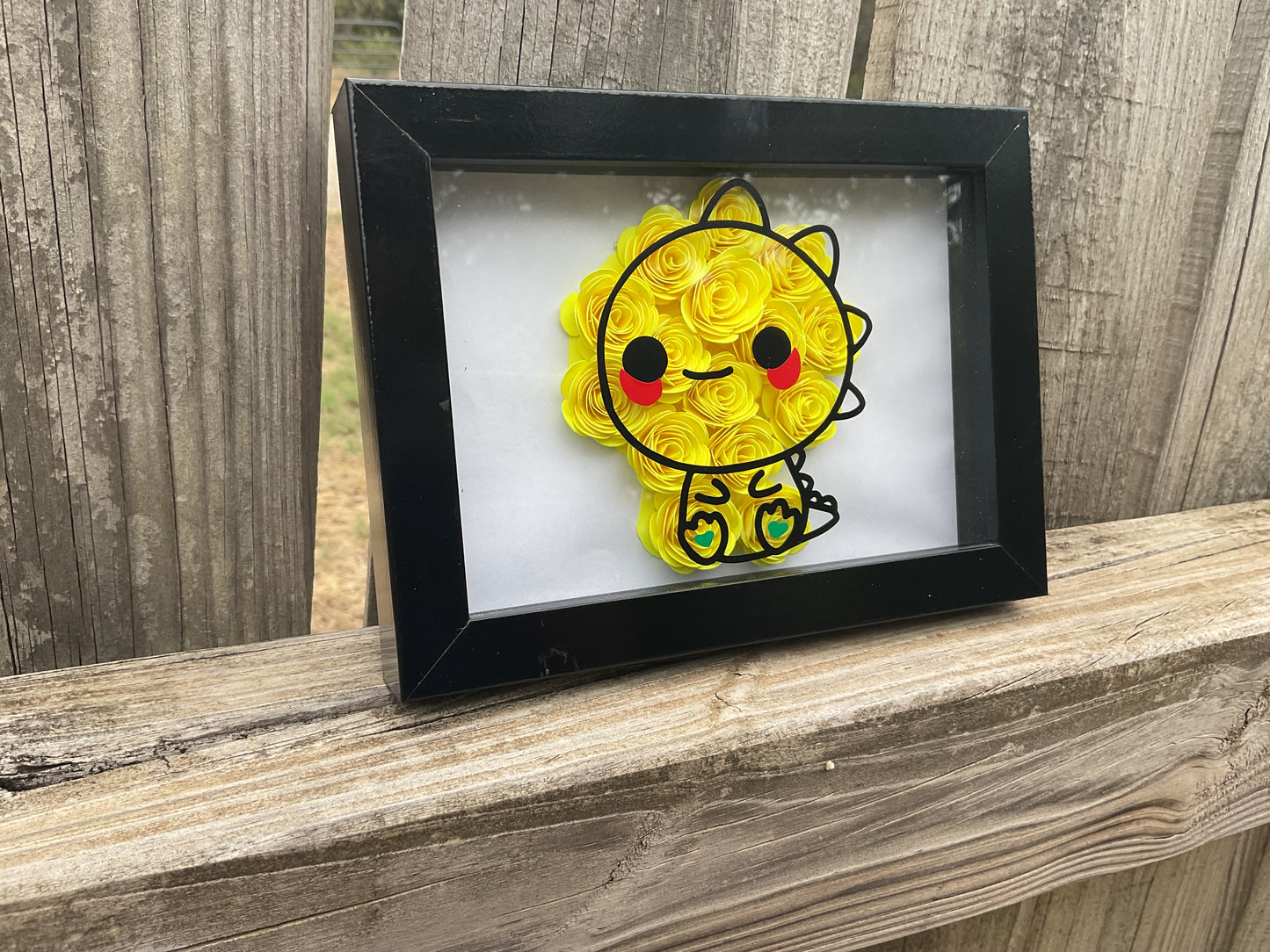 Yellow Dino shadow box