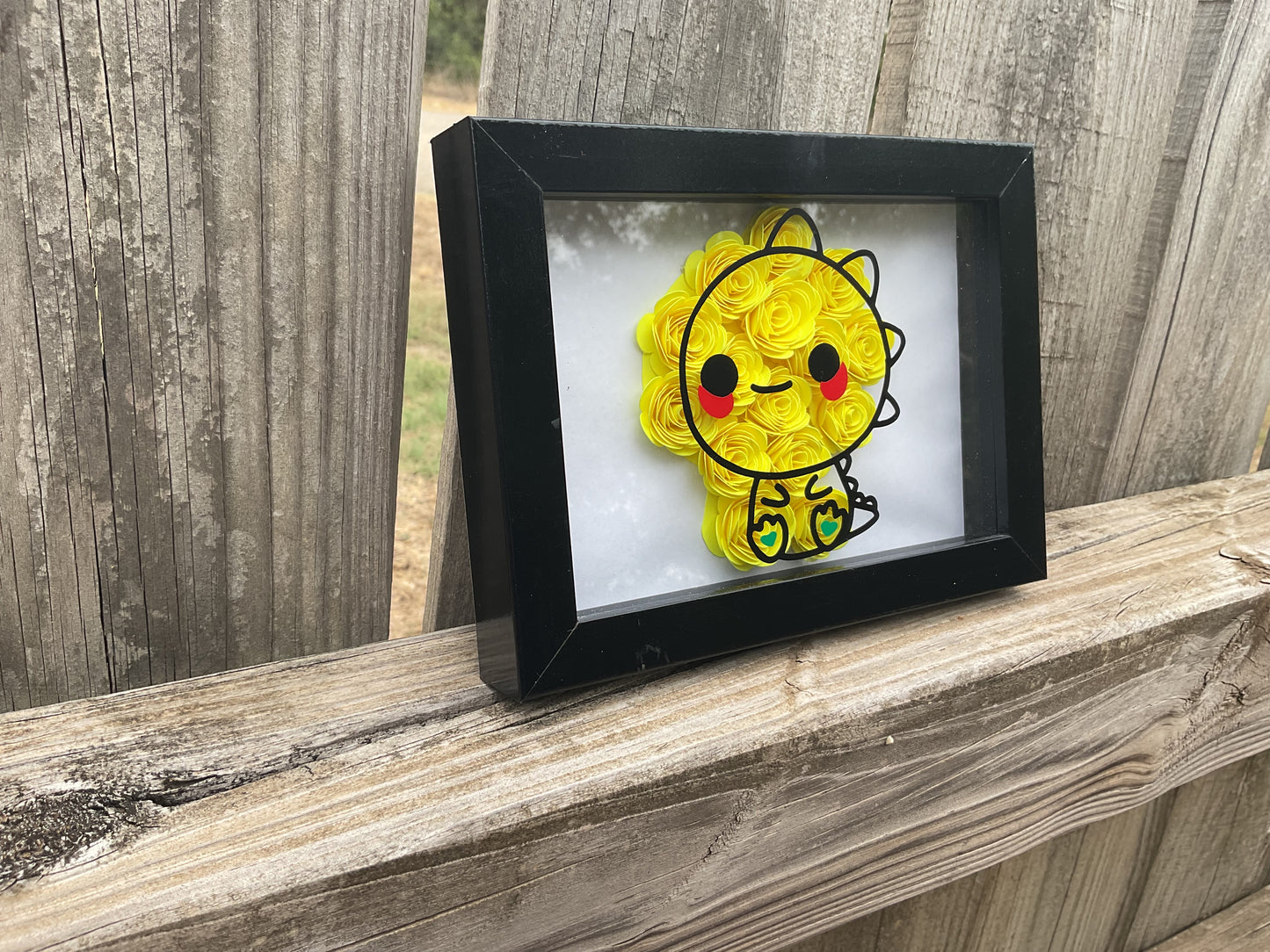 Yellow Dino shadow box