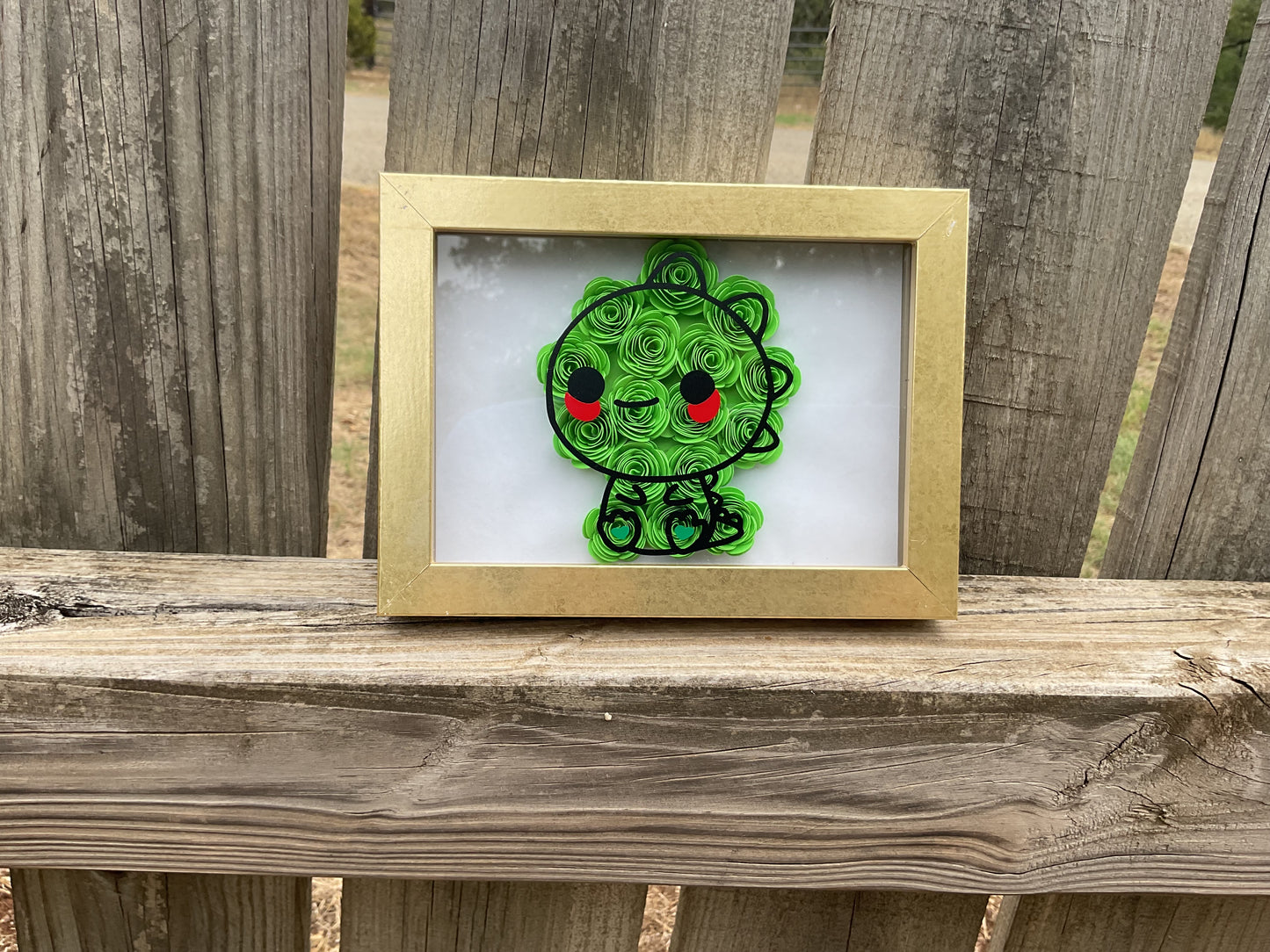 Bright green Dino shadow box