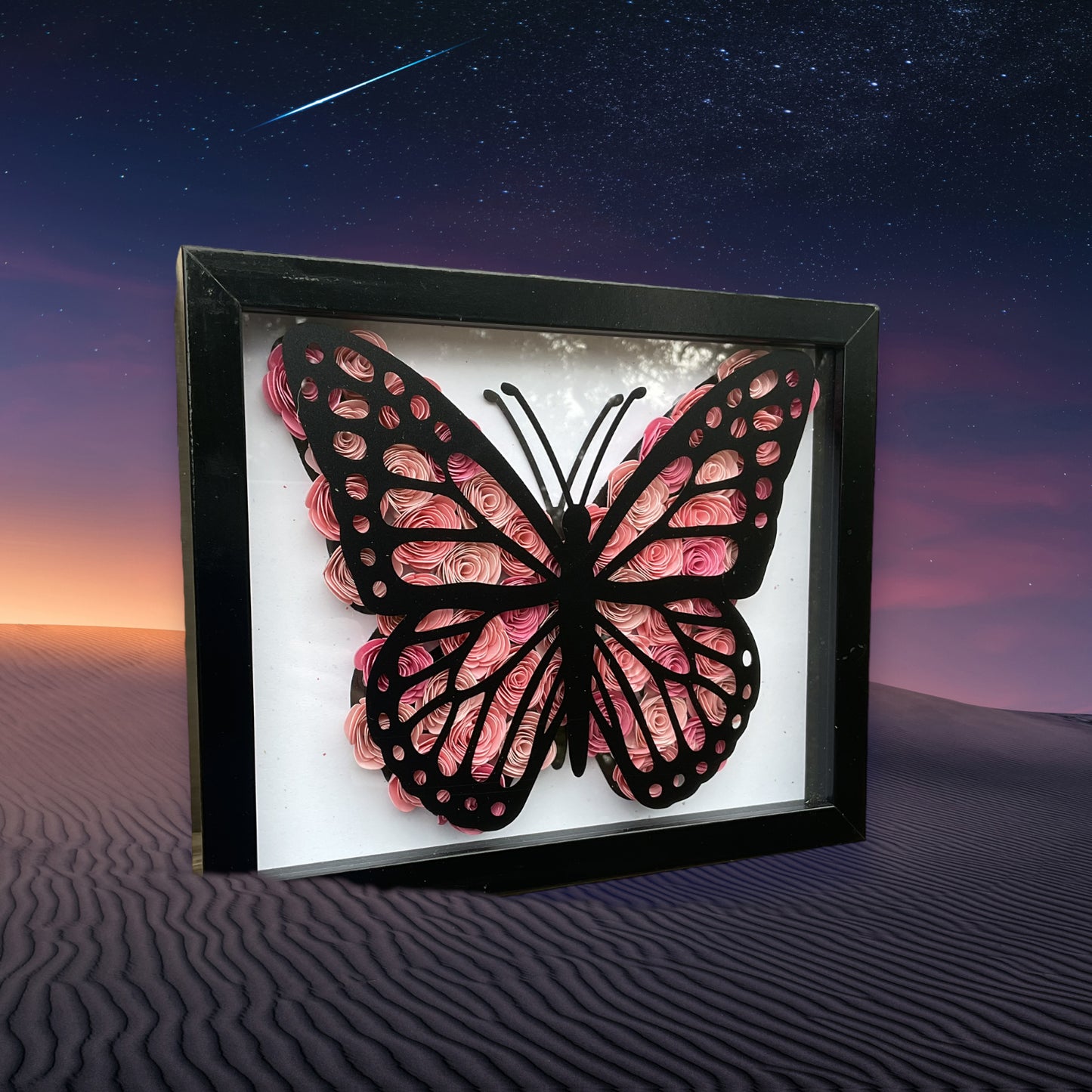 Pink ombre  butterfly shadow box