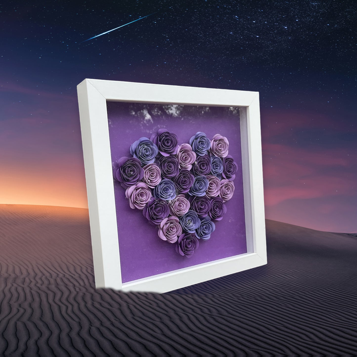 Purple ombré heart shadow box