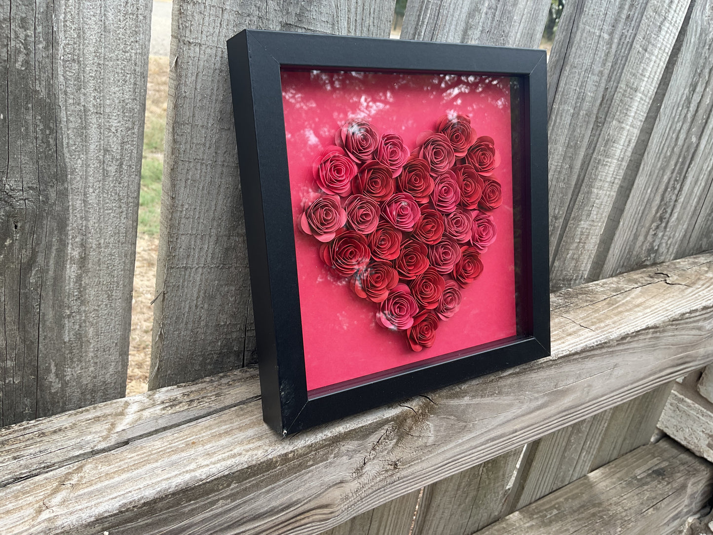 Red  ombré heart shadow box