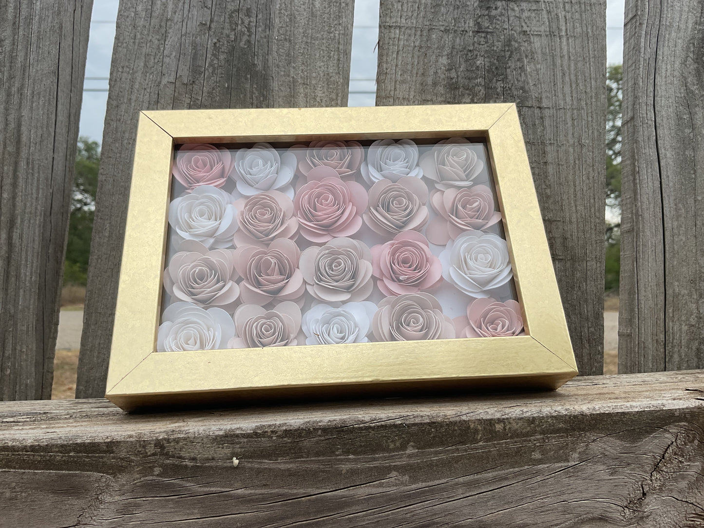 Pink ombré shadow box (gold frame)