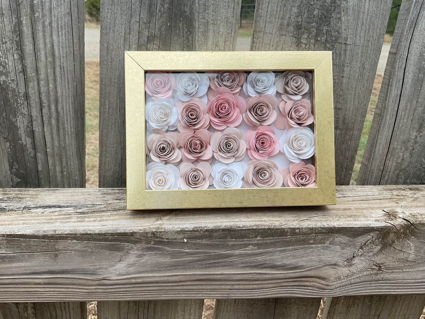 Pink ombré shadow box (gold frame)