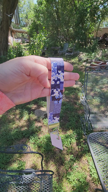 Blue patchwork wristlet