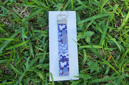 Blue patchwork wristlet